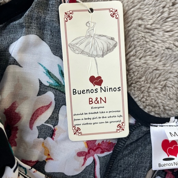 Buenos Ninos Floral V neck Maxi Dress Boho Printed Sz M adjustable straps NWT - Picture 7 of 11